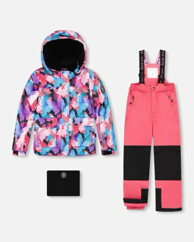 Deux Par Deux Two-piece Play Snowsuit With Butterfly Jacket In Multi