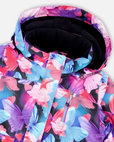 Deux Par Deux Two-piece Play Snowsuit With Butterfly Jacket In Multi