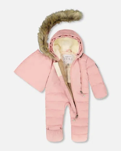Deux Par Deux One-piece Snug Snowsuit Designed For Car Seat In Pink