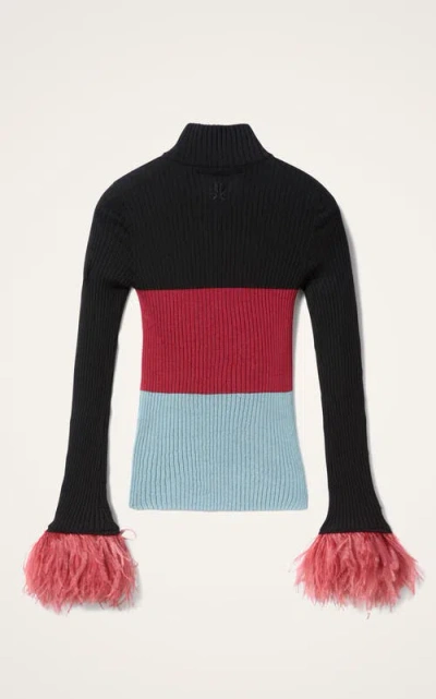 La Doublej High Kick Top With Feathers In Multi