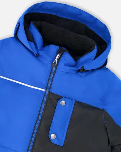 Deux Par Deux Two-piece Play Snowsuit With Contrast Jacket In Blue