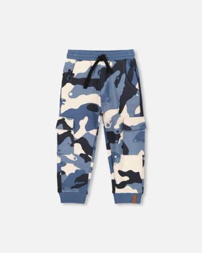 Deux Par Deux Fleece Sweatpants With Cargo Pockets In Blue