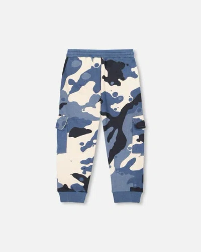Deux Par Deux Fleece Sweatpants With Cargo Pockets In Blue