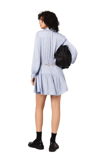 Maje Ribrilta Satinette Shirt Dress In Blue