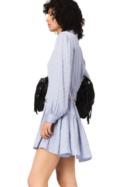 Maje Ribrilta Satinette Shirt Dress In Blue