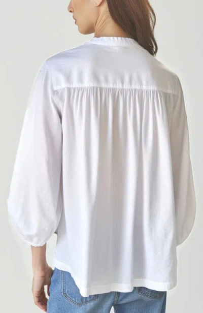 Ocean + Main Ocean+main Cotton Poplin Peasant Top In White