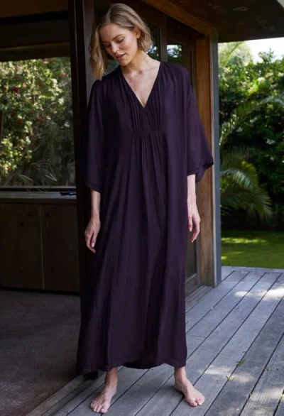 Ocean + Main Ocean+main Cupro Rouched Front Caftan In Purple