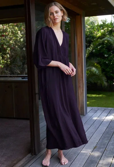 Ocean + Main Ocean+main Cupro Rouched Front Caftan In Purple
