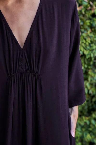 Ocean + Main Ocean+main Cupro Rouched Front Caftan In Purple