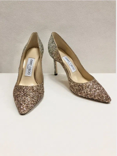 Jimmy Choo Romy 85mm Glitter Degrade High-heel Pumps In Brown