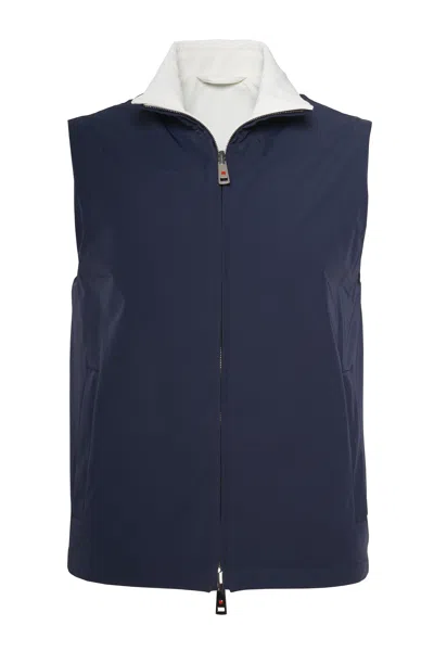 Kiton Kired Ivan Nylon Reversible Vest In Blue