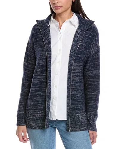 Lafayette 148 New York Zip Front Relaxed Wool In Blue