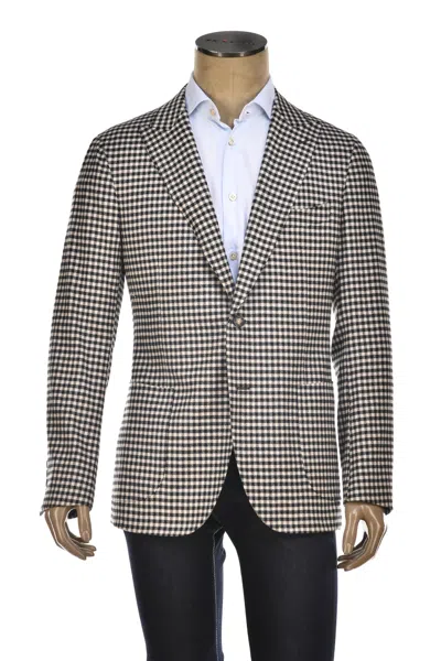 Carlo Barbera Shepherd Check Wool-cashmere Sport Jacket In Gray