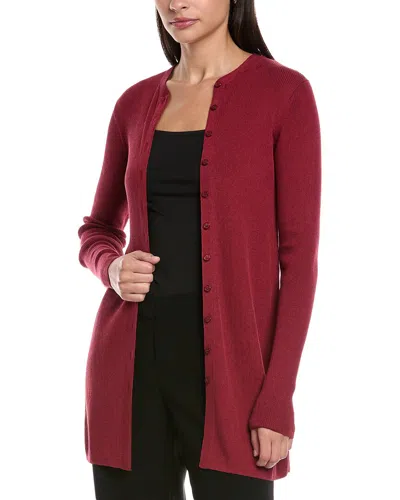Lafayette 148 Ribbed Silk-blend Cardigan In Red