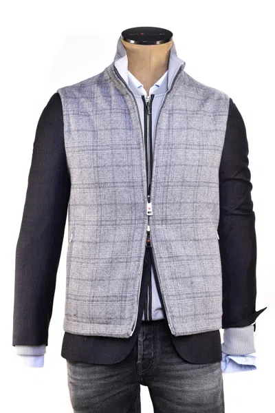 Kiton Gange Reversible Checked Vest In Gray