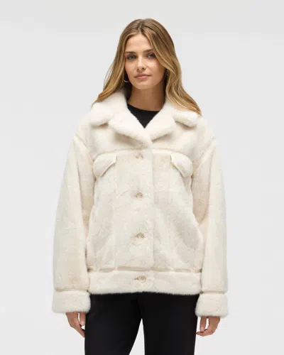 Nvlt Women's Mink Faux Fur Jacket With Tape Trims In Neutral