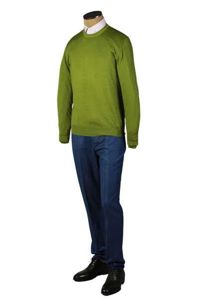 Fedeli Olive-green Wool Crewneck Sweater In Green