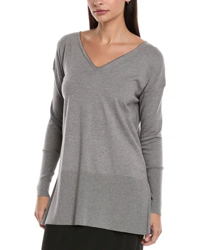 Lafayette 148 Cashmere-blend Sweater Tunic In Gray