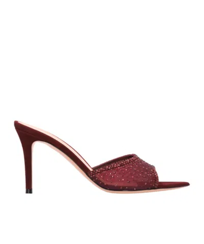 Gianvito Rossi Elle 70 Mesh Mules In Red