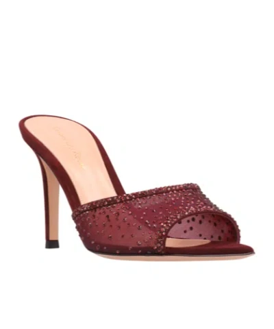 Gianvito Rossi Elle 70 Mesh Mules In Red