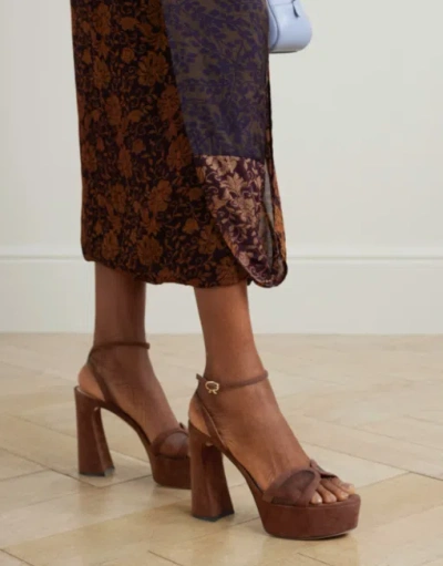 Gianvito Rossi Suede Mesh Platform Sandals In Brown