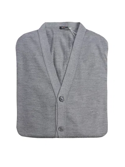 Kiton Button-front Wool Cardigan In Gray