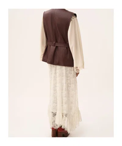 Chloé Ruffled Midi Skirt In Floral Lace Jacquard In Multi