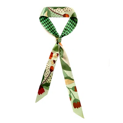 Jessie Zhao Silk Skinny Scarf Of Green Wonderland In Green