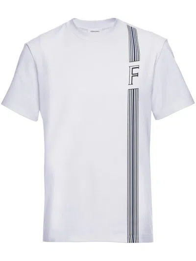 Ferragamo Logo-printed Long-sleeved T-shirt In White
