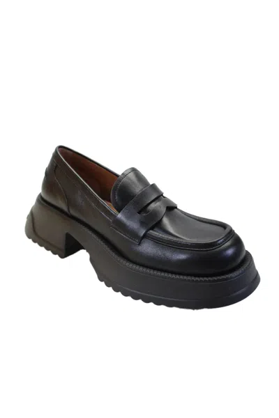 Marni Womens Black Leather Slip On Platform Heels Loafers Shoes In Black
