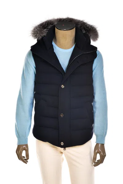 Kiton Kired By  Kishb Cashmere Vest W/ Detachable Fox Fur Hood In Multi