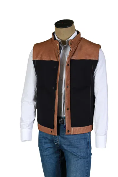 Manrico Cashmere Zip-up Vest In Brown