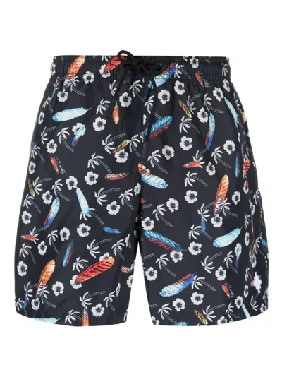 Marcelo Burlon County Of Milan Marcelo Burlon Man Swim Trunks Black Size Xxl Polyester In Blue