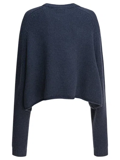 Lisa Yang Cropped Cashmere Sweater With Round Neckline In Blue