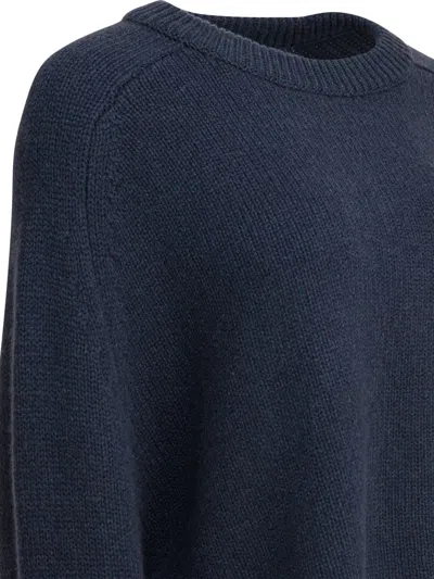 Lisa Yang Cropped Cashmere Sweater With Round Neckline In Blue
