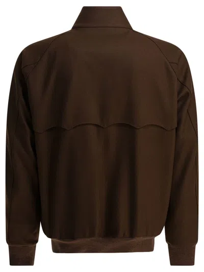 Baracuta Melton Bomber Jacket Collar Button In Brown