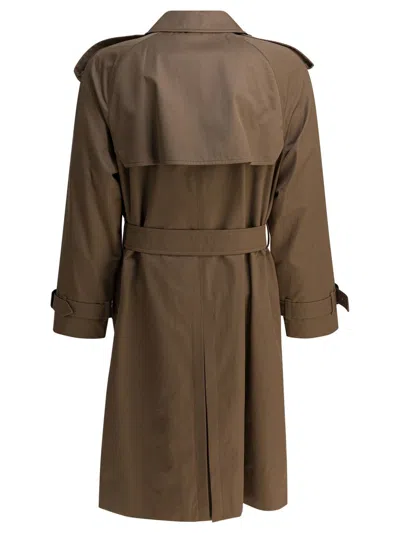 Burberry Long Double-breasted Trench Coat Beige In Brown