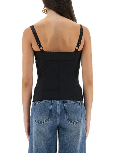 Dolce & Gabbana Satin Buttoned Fitted Top In Black