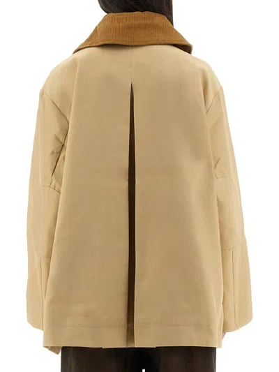 Ganni Camel Twill Midi Jacket In Brown