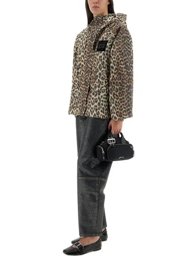 Ganni Leopard Print Nylon Jacket In Animal Print