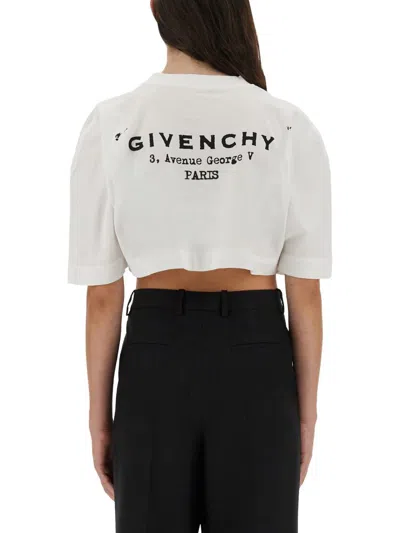 Givenchy Cropped T-shirt With Logo Print In White