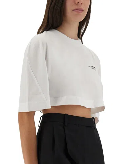 Givenchy Cropped T-shirt With Logo Print In White