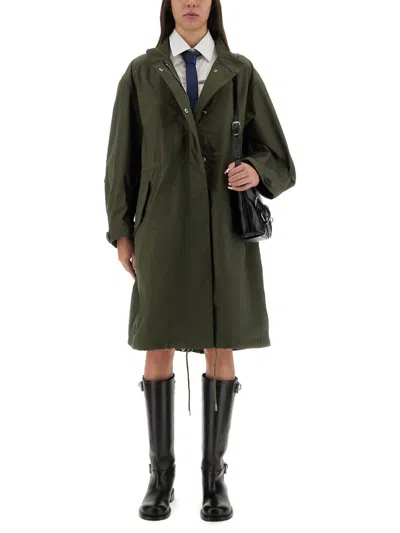 Givenchy Women Oversized Parka With Logo Print In Green