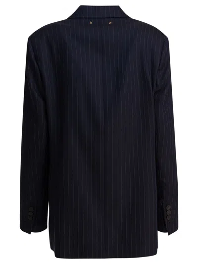 Golden Goose Single-breasted Pinstripe Blazer Jacket Jackets Blue In Blue