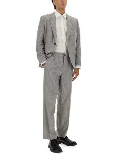 Hugo Boss Tailored Suit With Buttoned Cuffs And Pockets In Gray