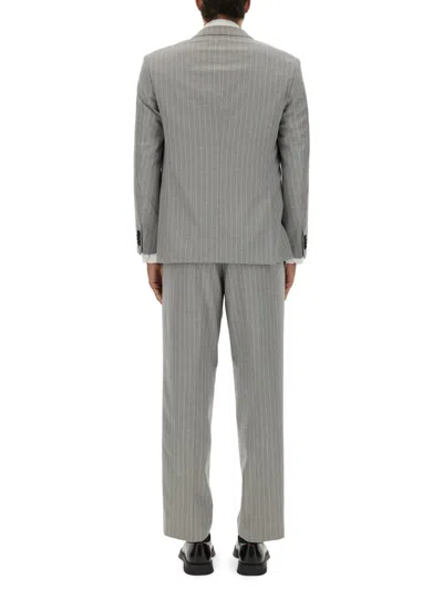 Hugo Boss Tailored Suit With Buttoned Cuffs And Pockets In Gray