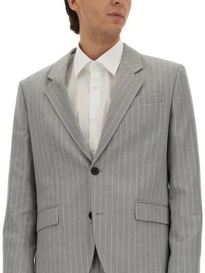 Hugo Boss Tailored Suit With Buttoned Cuffs And Pockets In Gray