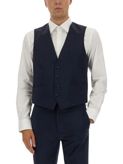 Hugo Boss V-neck Sleeveless T-shirt With Adjustable Back Strap In Blue