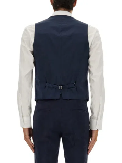 Hugo Boss V-neck Sleeveless T-shirt With Adjustable Back Strap In Blue