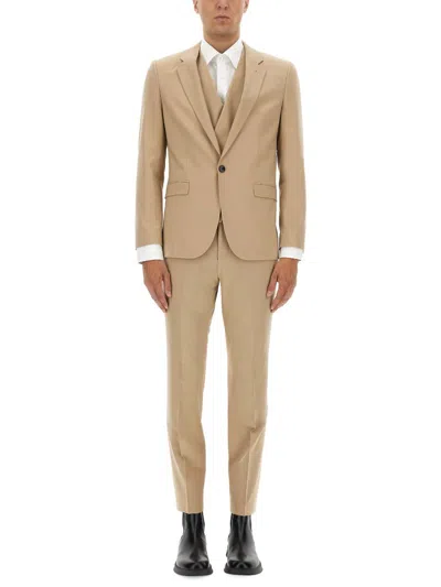 Hugo Boss Tailored Suit With Notch Lapel And Single-breasted In Brown